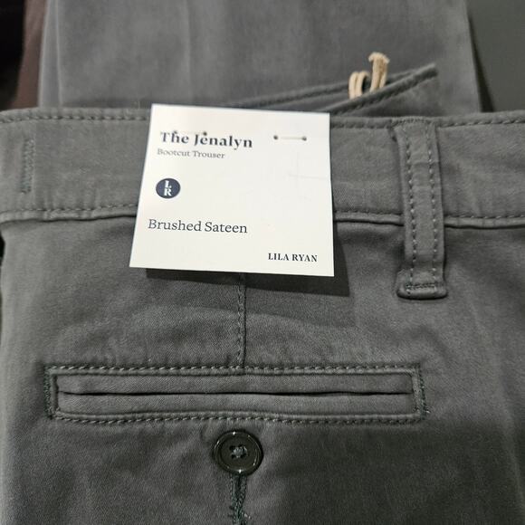 NWT Lila Ryan The Jenalyn Size 4P Green Brushed Sateen Bootcut Trouser - Picture 8 of 9